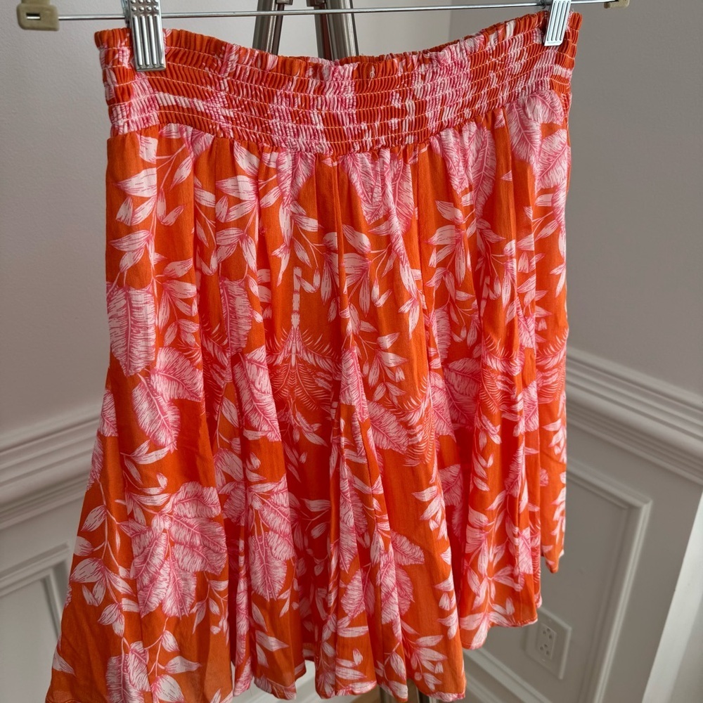Anthropologie Maeve Orange Floral Cotton Mini Skirt Medium - Picture 3 of 5